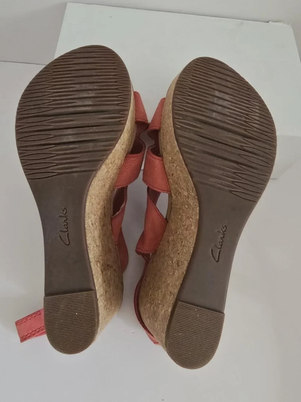 Clarks Annadel Bari Platform Wedge Sandals Pink Leather Shoes 7.5 Y2K 90s Womens
